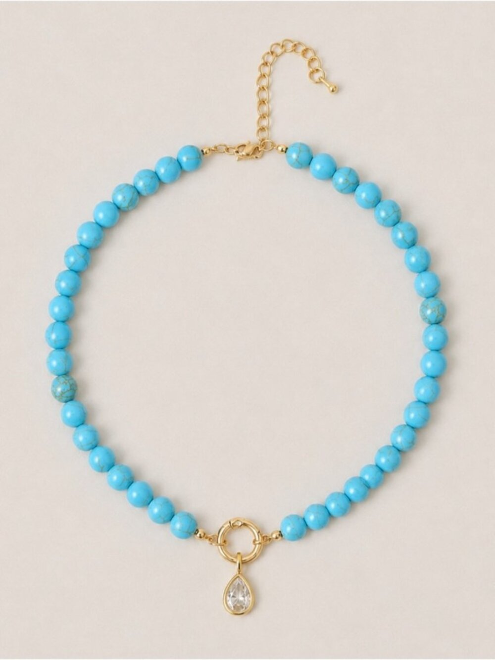 New! Colorful Blue Beaded Crystal Pendant Dopamine Necklace NWOT